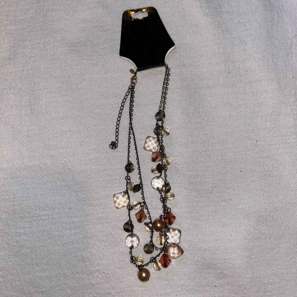 Premier Designs orange and blue crystal necklace